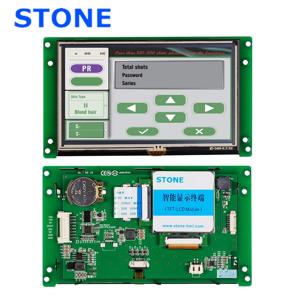 7" industrial TFT LCD touch module with controller board + program + software support any microcontroller
7" industrial TFT LCD touch module with controller board + program + software support any microcontroller