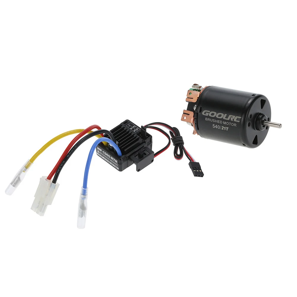 540 21T 4 Poles Brushed Motor and WP-1060-RTR 60A Waterproof Brushed ESC Speed Controller with 5V/2A BEC for 1/10 RC Car
540 21T 4 Poles Brushed Motor and WP-1060-RTR 60A Waterproof Brushed ESC Speed Controller with 5V/2A BEC for 1/10 RC Car