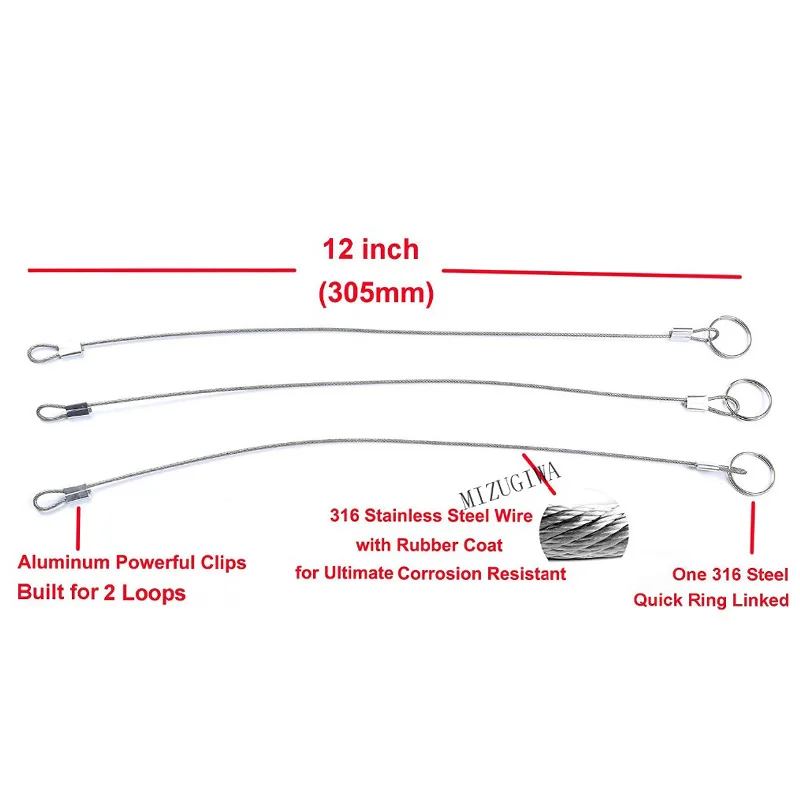 12" (30.5cm) Lanyard Cable Tether Safety Wire for Loss Prevention 2 Loops w/Quick Release Ring & Rubber Coating Stainless Steel
12" (30.5cm) Lanyard Cable Tether Safety Wire for Loss Prevention 2 Loops w/Quick Release Ring & Rubber Coating Stainless Steel