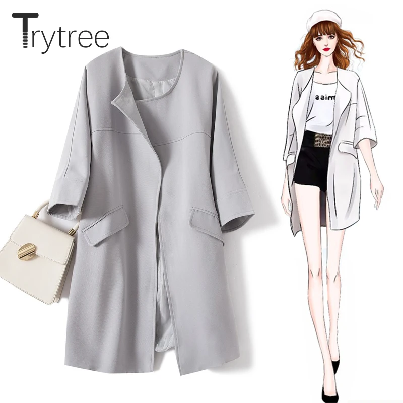 Trytree Autumn Winter Women Casual Coat O-Neck Open Stitch Three Quarter Wide-waisted Loose Trench Office Lady Solid Long Coats
Trytree Autumn Winter Women Casual Coat O-Neck Open Stitch Three Quarter Wide-waisted Loose Trench Office Lady Solid Long Coats