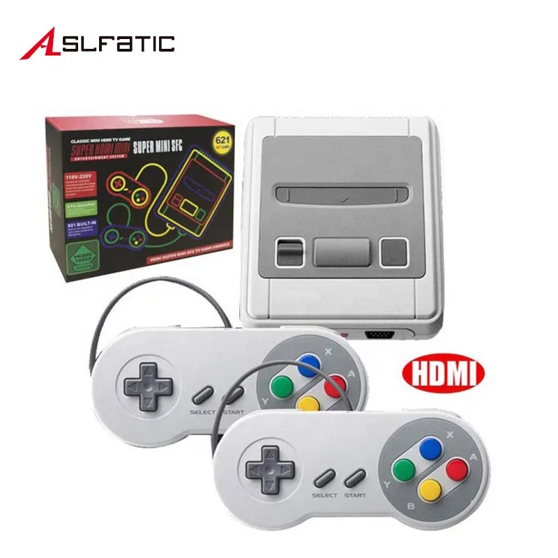 Классическая Мини ТВ игровая консоль SNES 8 бит Ретро видео встроенные 621 игры HDMI