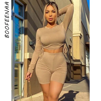 BOOFEENAA Sexy Tracksuit Sporty Ruched Biker Shorts Crop Top Long Sleeve Two Peice Set for Women Sweat Suit Fall 2020 C66-BI27
BOOFEENAA Sexy Tracksuit Sporty Ruched Biker Shorts Crop Top Long Sleeve Two Peice Set for Women Sweat Suit Fall 2020 C66-BI27