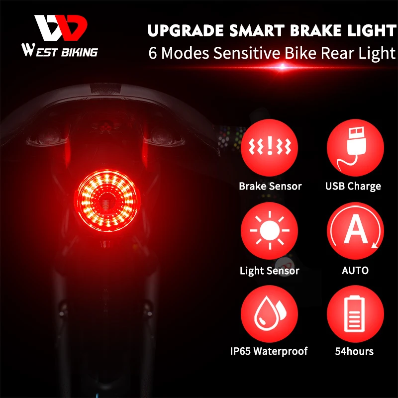 Smart Bicycle Flashlight MTB Road Bike Rear Light Auto Start/Stop Brake Sensing IPX6 Waterproof LED Charging Cycling Taillight
Smart Bicycle Flashlight MTB Road Bike Rear Light Auto Start/Stop Brake Sensing IPX6 Waterproof LED Charging Cycling Taillight