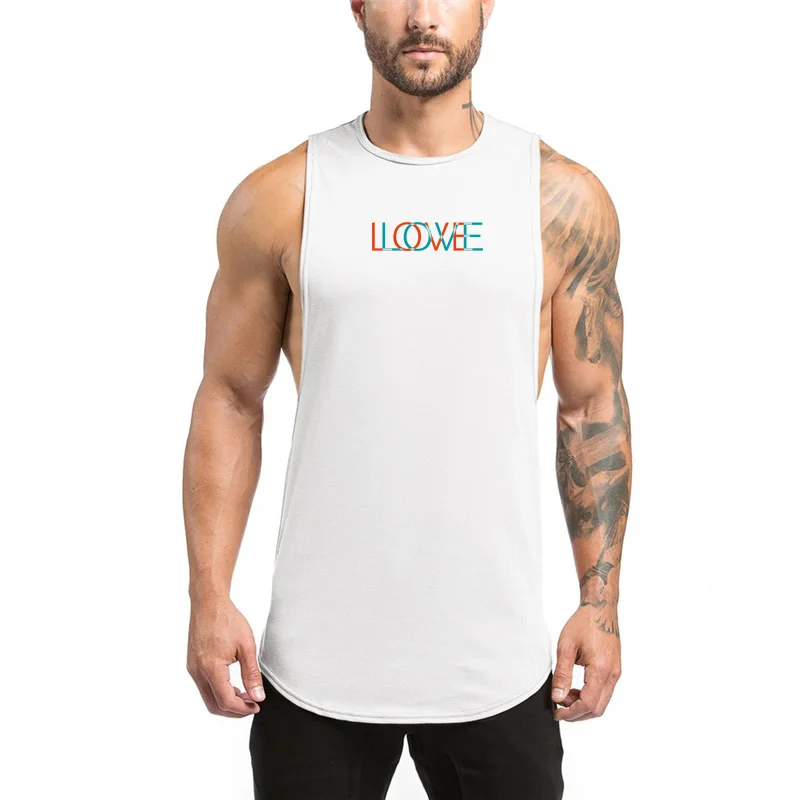Спортивная одежда для фитнеса мужская хлопковая рубашка без рукавов бодибилдинг