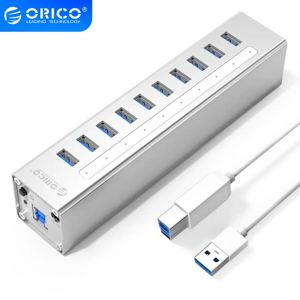 ORICO A3H13P2-SV Aluminum 13 Ports Multi USB3.0 HUB Splitter with 5V2.4A/5V1A Charger Ports-Silver
ORICO A3H13P2-SV Aluminum 13 Ports Multi USB3.0 HUB Splitter with 5V2.4A/5V1A Charger Ports-Silver