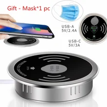 Chargeur rapide sans fil Qi de bureau intégré 10W 7.5W ou 5W USB-A type-c 15W chargeur rapide 3.0 caricabatteur intégré Tipe C chargeur qi(China)