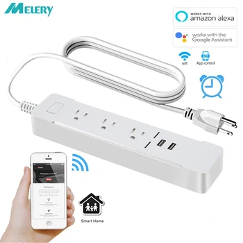 WiFi Smart Power Strip US Plug Extension Outlet Network Filter Surge Protector Socket with USB Compatible with Alexa Google Home
WiFi Smart Power Strip US Plug Extension Outlet Network Filter Surge Protector Socket with USB Compatible with Alexa Google Home
