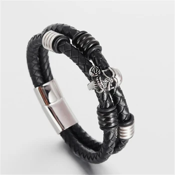 Fashion Braided Double Layer Leather Bracelets Rose Skull Bracelet Punk Wrap Bracelet Stainless Steel Magnetic Buckle Bangles 
Fashion Braided Double Layer Leather Bracelets Rose Skull Bracelet Punk Wrap Bracelet Stainless Steel Magnetic Buckle Bangles
