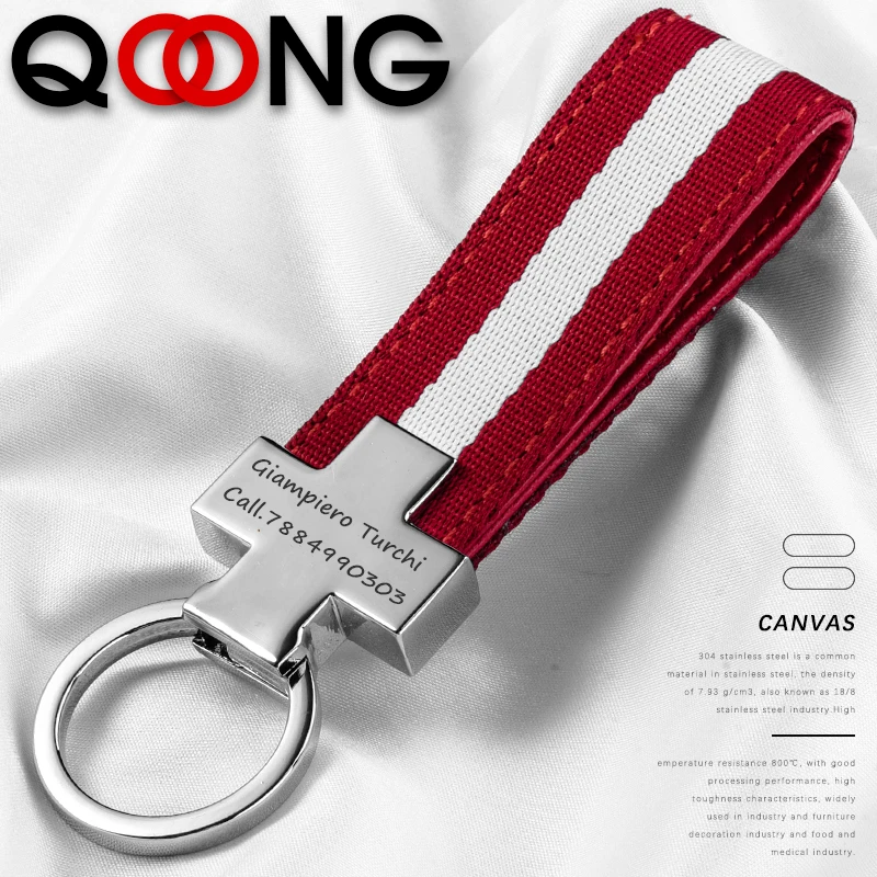 QOONG Custom Lettering Tricolor Stripe Canvas Rope Car Keychain Key Chains Holder Hanging Key Rings Keyring Bag Gifts For Men
QOONG Custom Lettering Tricolor Stripe Canvas Rope Car Keychain Key Chains Holder Hanging Key Rings Keyring Bag Gifts For Men