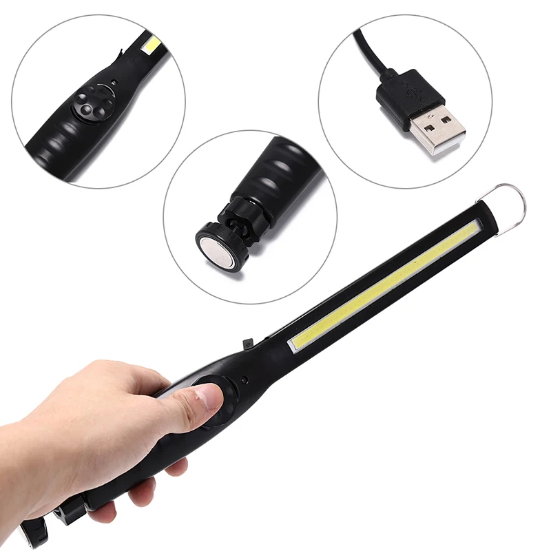 1PC LED Work Light Magnetic COB Lanterna Hook Hanging Lamp for Car Repair Camping USB Rechargeable Portable COB Flashlight Torch