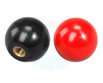 

2pcs M12-M16 bakelite ball hand nuts brass core plastic balls machine tool handel nut red black color 40mm-50mm outer diameter
