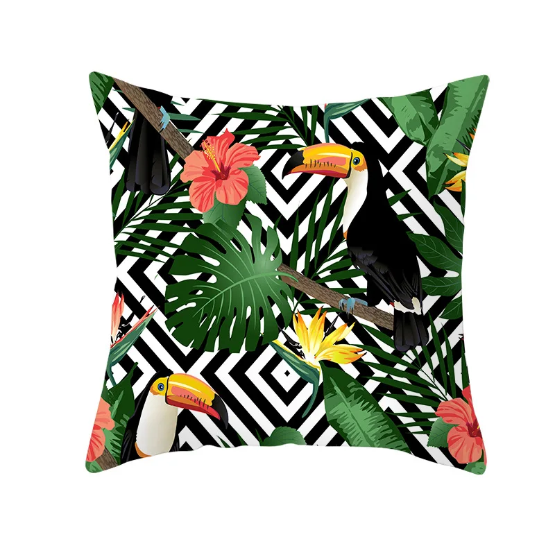 Фото Наволочка для диванной подушки из полиэстера хлопка с цветами 2020 Тропическое