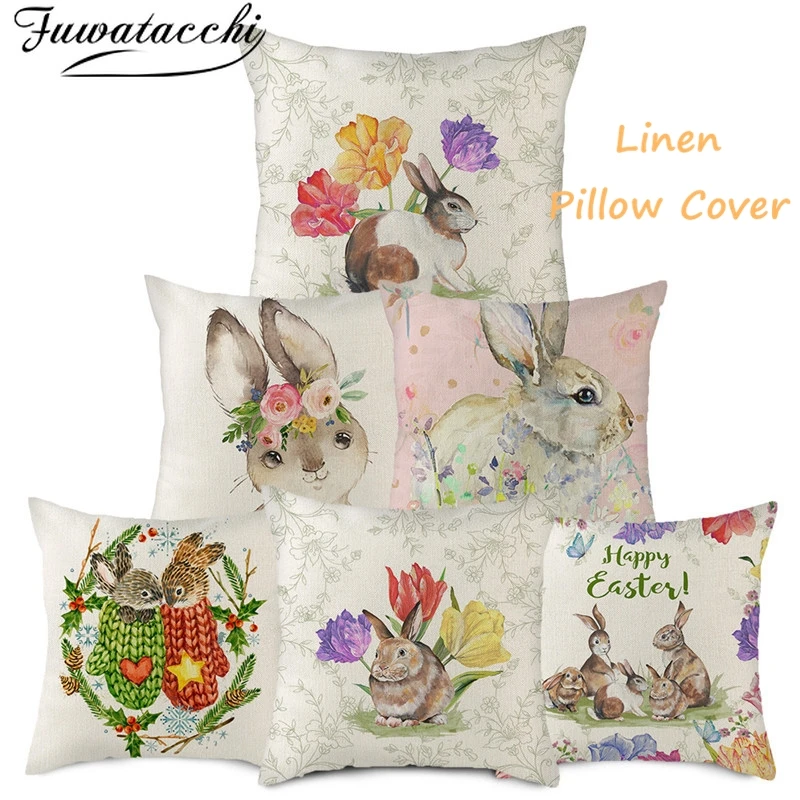 Fuwatacchi Linen Cushion Cover Cute Animal Rabbit Pattern Pillow Cover for Home Chair Sofa Decorative Beige Pillowcases 45x45cm
Fuwatacchi Linen Cushion Cover Cute Animal Rabbit Pattern Pillow Cover for Home Chair Sofa Decorative Beige Pillowcases 45x45cm