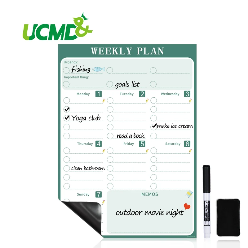 Magnetic Weekly Erasable Calendar Fridge Magnets Writing Note Board Whiteboard Marker Planner Calendars for Refrigerator 42x30cm
Magnetic Weekly Erasable Calendar Fridge Magnets Writing Note Board Whiteboard Marker Planner Calendars for Refrigerator 42x30cm