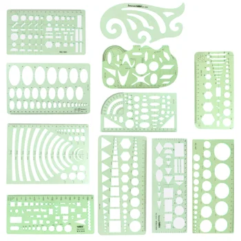 11 Pcs Green Transparent Expanded House Plan Template Measuring Geometric Rulers Building Formwork Drawings Templates for Office
11 Pcs Green Transparent Expanded House Plan Template Measuring Geometric Rulers Building Formwork Drawings Templates for Office