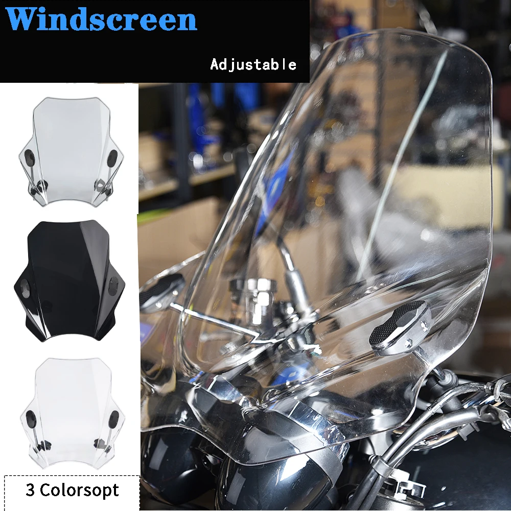 

Motorcycle Adjustable Windscreen Windshield Wind Deflector For Honda Harley Yamaha Kawasaki Ducati KTM BMW Suzuki Universal Fit