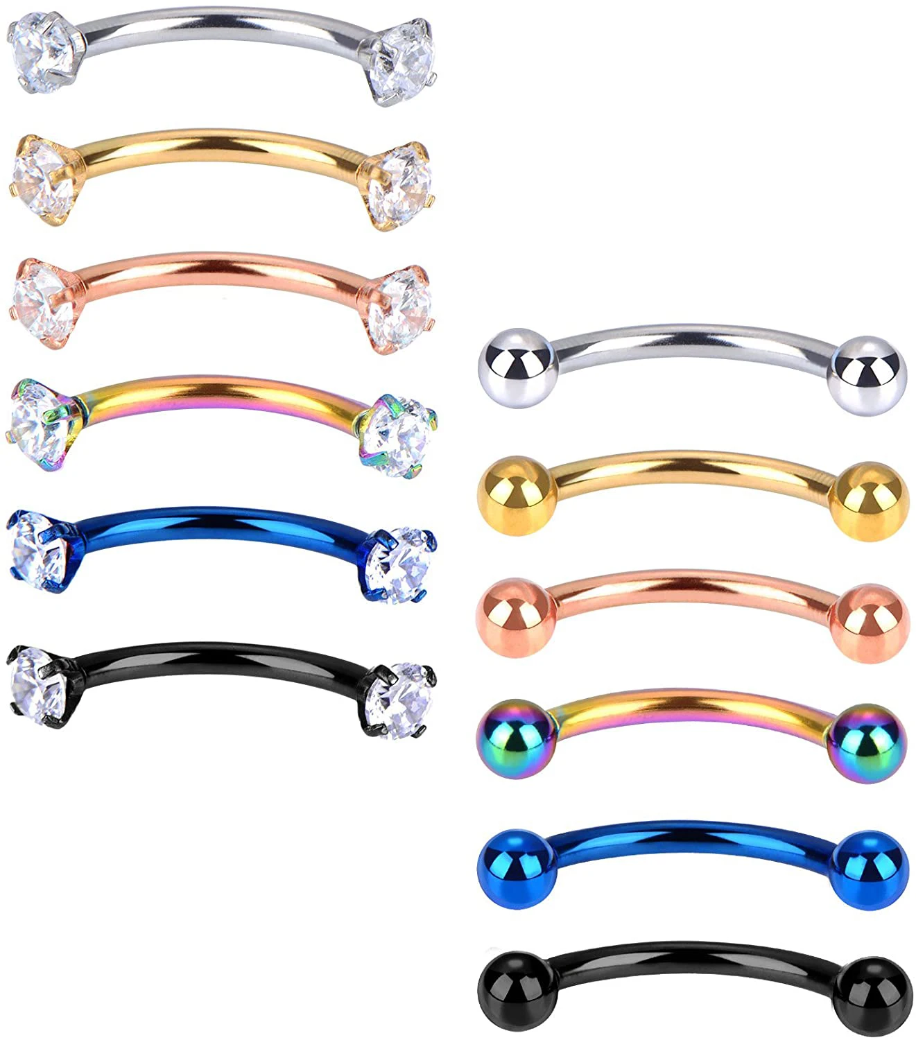 JFORYOU 12pcs 16G Rook Earrings Eyebrow Piercing Internally Threaded Curved Barbell Belly Lip Tragus Ring Piercing Jewelry
JFORYOU 12pcs 16G Rook Earrings Eyebrow Piercing Internally Threaded Curved Barbell Belly Lip Tragus Ring Piercing Jewelry