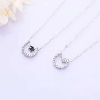 New Ladies Necklace Korean Simple Sterling Silver Rhinestone Star and Moon Clavicle Chain Pendant Girl Neck Jewelry Accessories
New Ladies Necklace Korean Simple Sterling Silver Rhinestone Star and Moon Clavicle Chain Pendant Girl Neck Jewelry Accessories