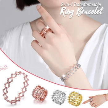 S925 Silver Ring Bracelet 2-in-1 Transformable Ring Bracelet Telescopic Ring for Women FS99
S925 Silver Ring Bracelet 2-in-1 Transformable Ring Bracelet Telescopic Ring for Women FS99