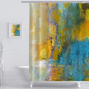Bathroom Shower Curtain with Hooks Abstract Original Painting on Canvas Sun Ball in Yellow and Turquoise Polyester Fabric Shower
Bathroom Shower Curtain with Hooks Abstract Original Painting on Canvas Sun Ball in Yellow and Turquoise Polyester Fabric Shower