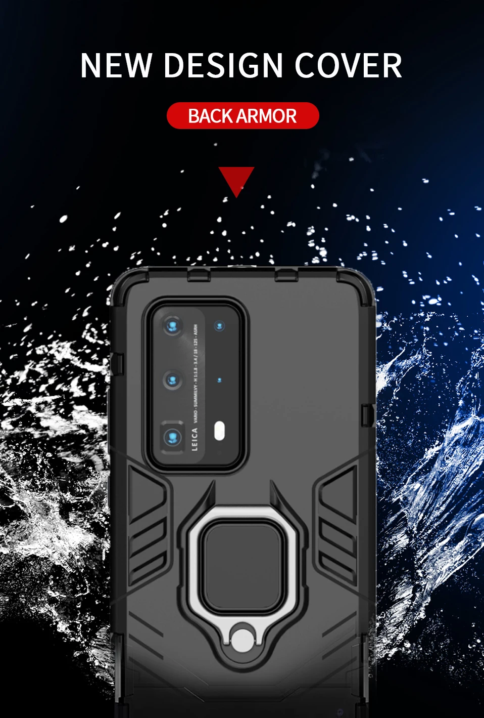 Luxury Armor Cover Phone Case For Huawei P40 Lite E y6 y7 2019 Honor 8i 10i 20i 8S 20 Pro Nova 5 Car Stand Ring Holder Back Case (1)