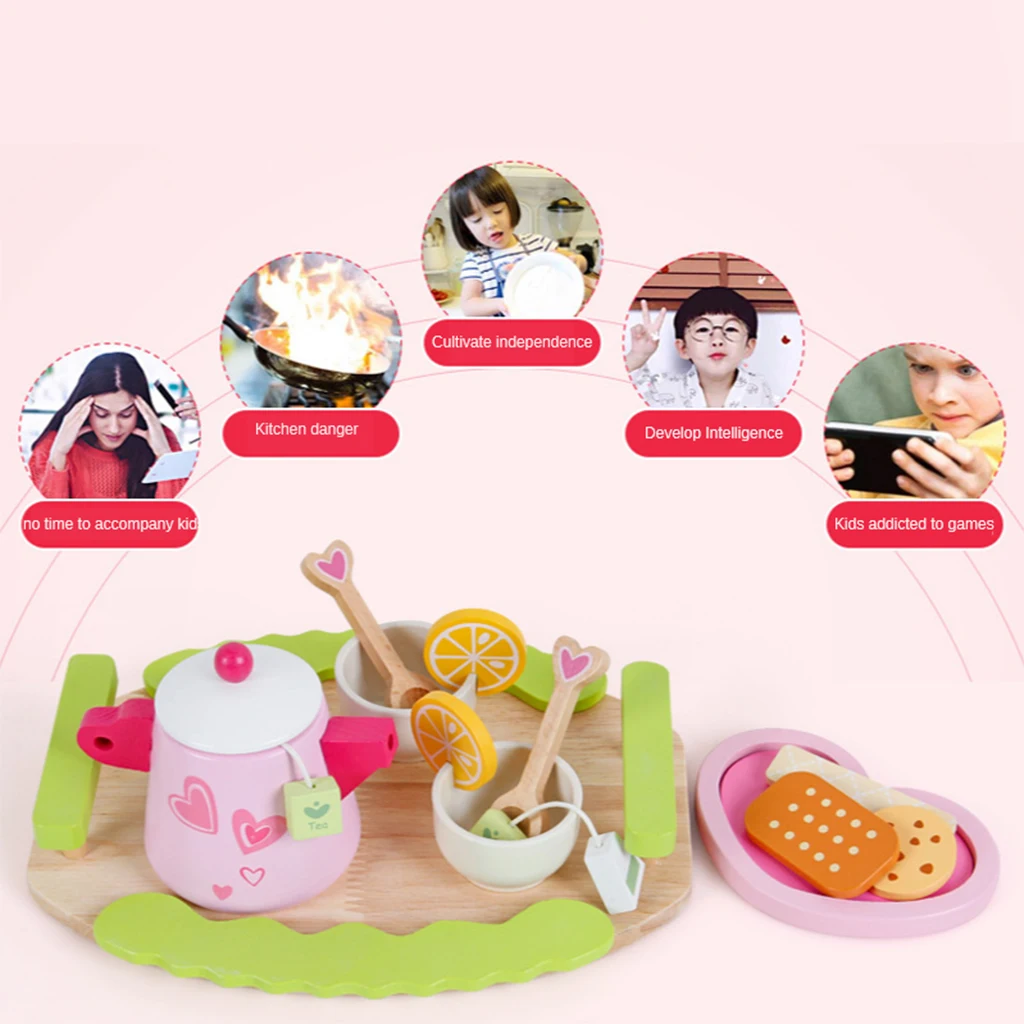 12-piece Wooden Tea Set Pretend Play Toy Educational Game For Kids Children - Soild Beech Saucer Cup Salver Teapot Coffee Set 12-piece Wooden Tea Set Pretend Play Toy Educational Game For Kids Children - Soild Beech Saucer Cup Salver Teapot Coffee Set
