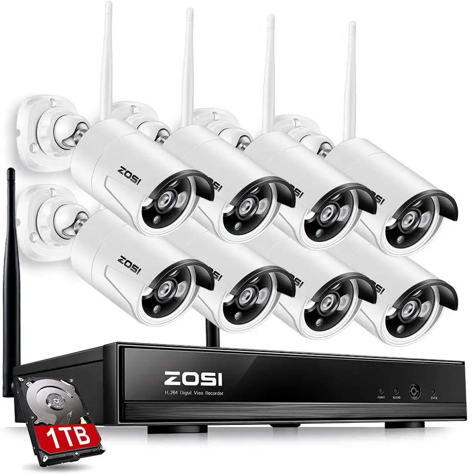 ZOSI 8 КАНАЛЬНЫЙ Системы ВИДЕОНАБЛЮДЕНИЯ Беспроводной 1080P NVR ШТ. 1.3MP ИК Открытый P2P Wi