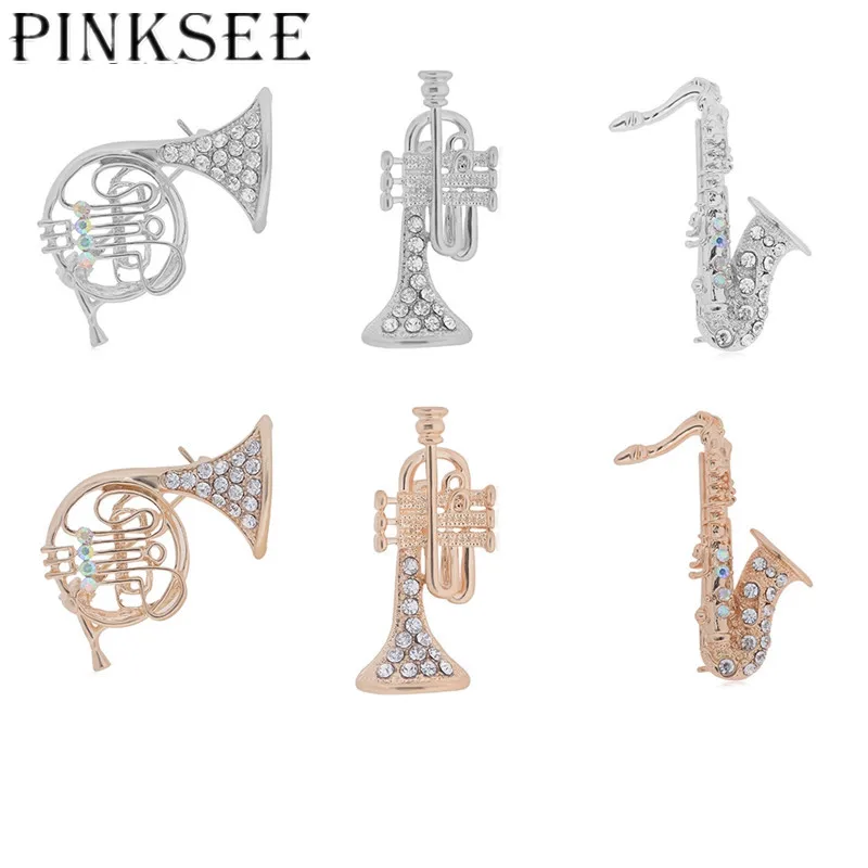 Pinksee Creative Fashion Crystal Musical Instrument Design Brooches Saxophone Trumpet Lapel Pins Musician Badge Bijoux for Women
Pinksee Creative Fashion Crystal Musical Instrument Design Brooches Saxophone Trumpet Lapel Pins Musician Badge Bijoux for Women