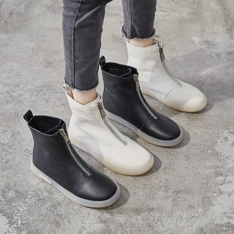 Botines planos de piel - true-deals-club