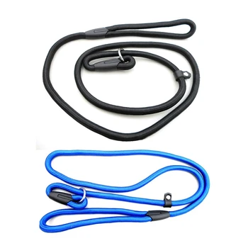 

2pcs 1.0 x 140cm Pet Dog Nylon Adjustable Loop Training Lead Collar Leash Traction Rope (Black&Blue)
