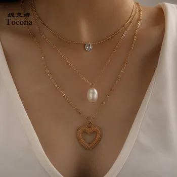 Tocona Bohemian Gold Heart Pendant Necklace for Women 2020 Luxury Pearl Shiny Crystal Stone Chain Choker Jewelry Goft 15529
Tocona Bohemian Gold Heart Pendant Necklace for Women 2020 Luxury Pearl Shiny Crystal Stone Chain Choker Jewelry Goft 15529