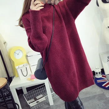 Female Pullover Sweater Dress Autumn Spring Half High Collar Long Thickened Korean Students Wind Base Sweaters Coats
Female Pullover Sweater Dress Autumn Spring Half High Collar Long Thickened Korean Students Wind Base Sweaters Coats