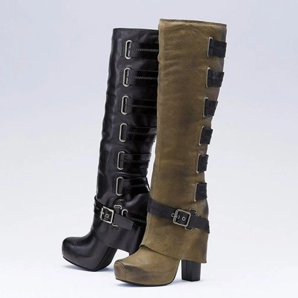 Knee-High Riding Boots Women's Rome Long Tube Boots Winter Retro Leather High Boot Lady Classic High Heel Shoes Buckle Strap
Knee-High Riding Boots Women's Rome Long Tube Boots Winter Retro Leather High Boot Lady Classic High Heel Shoes Buckle Strap