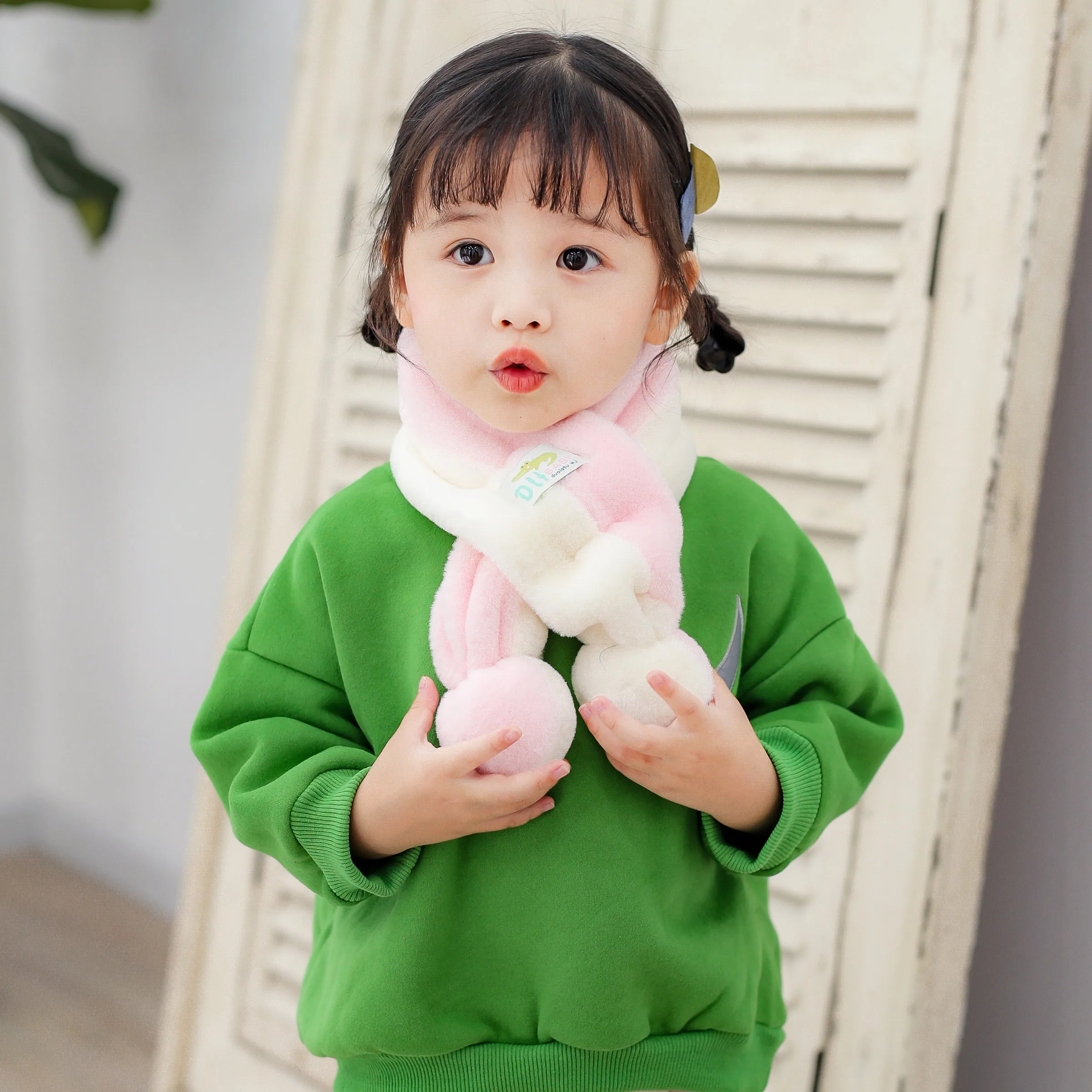 

Baby Cartoon Two-color Scarves Children Boys Girls Kids Keep Warm Shawls Scarves Collar Thickening Winter Toddler Winter Scarf