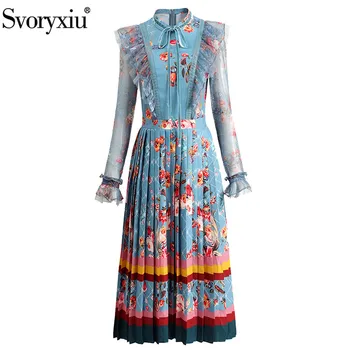 Svoryxiu Designer Fashion Autumn Winter Pleated Dress Women's Elegant Long Sleeve Lace Ruffles Flower Print Long Dress Vestdios
Svoryxiu Designer Fashion Autumn Winter Pleated Dress Women's Elegant Long Sleeve Lace Ruffles Flower Print Long Dress Vestdios
