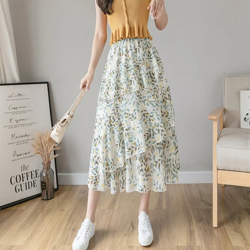 2021 New Arrival Spring Summer Women High Waist Slim Long Skirt Korean Sweet Multilayer Ruffles Floral Chiffon Cake Skirt
2021 New Arrival Spring Summer Women High Waist Slim Long Skirt Korean Sweet Multilayer Ruffles Floral Chiffon Cake Skirt