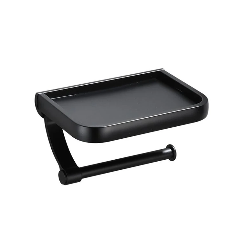 Bathroom Toilet Paper Holder with Shelf Space Aluminum Painted Black Tissue Paper Roll Holder Adhesive or Screw Wall Mount
Bathroom Toilet Paper Holder with Shelf Space Aluminum Painted Black Tissue Paper Roll Holder Adhesive or Screw Wall Mount
