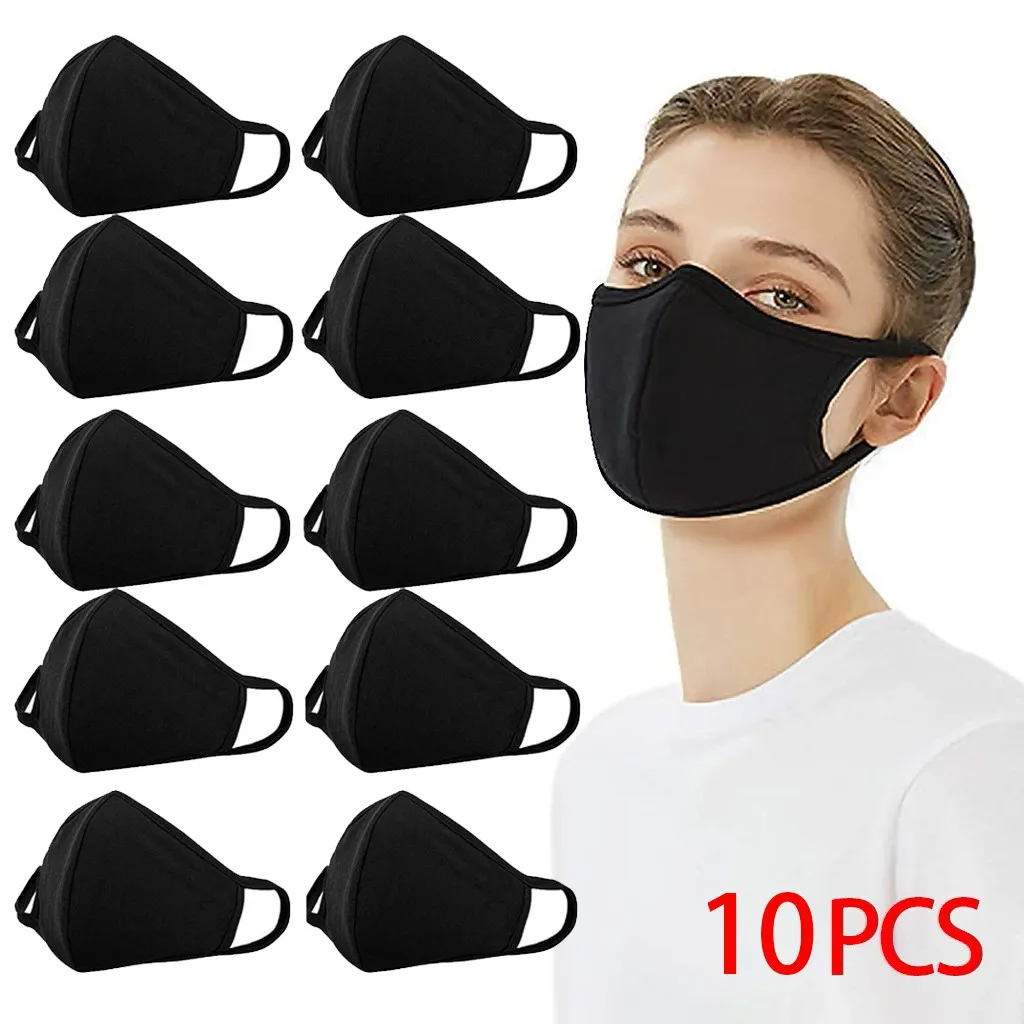 In Stock! 10pcs Adjustable Reusable Adult Masks Dropshipping New Care 2022 Breathable Black Face | Тематическая одежда и
