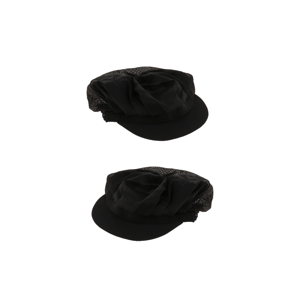 2Pcs Black Half Mesh Men Women Chef Hat Adjustable Cooking Catering Cap Breathable 2Pcs Black Half Mesh Men Women Chef Hat Adjustable Cooking Catering Cap Breathable