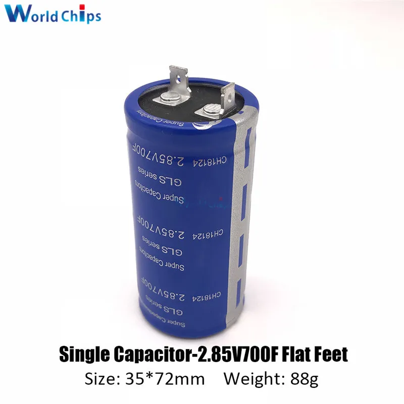 2.85V 700F Super Farad Capacitor 35*72mm Flag Feet Two Feet 2.85V700F Super Capacitor for Car Rectifier High Frequency Low ESR
2.85V 700F Super Farad Capacitor 35*72mm Flag Feet Two Feet 2.85V700F Super Capacitor for Car Rectifier High Frequency Low ESR