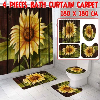 NEW 2/3/4PCS Stylish Striped Sunflower Shower Curtain and Rug Set Sunflower Bathroom Curtains Bath Mat Carpet for Toilet Decor
NEW 2/3/4PCS Stylish Striped Sunflower Shower Curtain and Rug Set Sunflower Bathroom Curtains Bath Mat Carpet for Toilet Decor