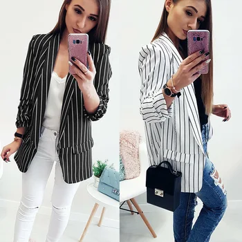 Women blazer feminino Striped rayas Office Elegant blazer Sexy Slim Fit long sleeves front opening stripe Suit coat autumn women
Women blazer feminino Striped rayas Office Elegant blazer Sexy Slim Fit long sleeves front opening stripe Suit coat autumn women