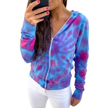 Tie Dye Print Hooded Jacket Women Ladies Long Sleeve Coat Fashion Zipper Tops Female Spring Baseball Outwear Clothes 
Tie Dye Print Hooded Jacket Women Ladies Long Sleeve Coat Fashion Zipper Tops Female Spring Baseball Outwear Clothes