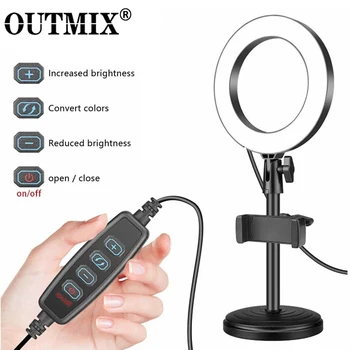 OUTMIX LED Selfie Ring Light Studio Photography Photo Fill Ring Light with Phone Holder Table Stand for Makeup Video Live Studio
OUTMIX LED Selfie Ring Light Studio Photography Photo Fill Ring Light with Phone Holder Table Stand for Makeup Video Live Studio