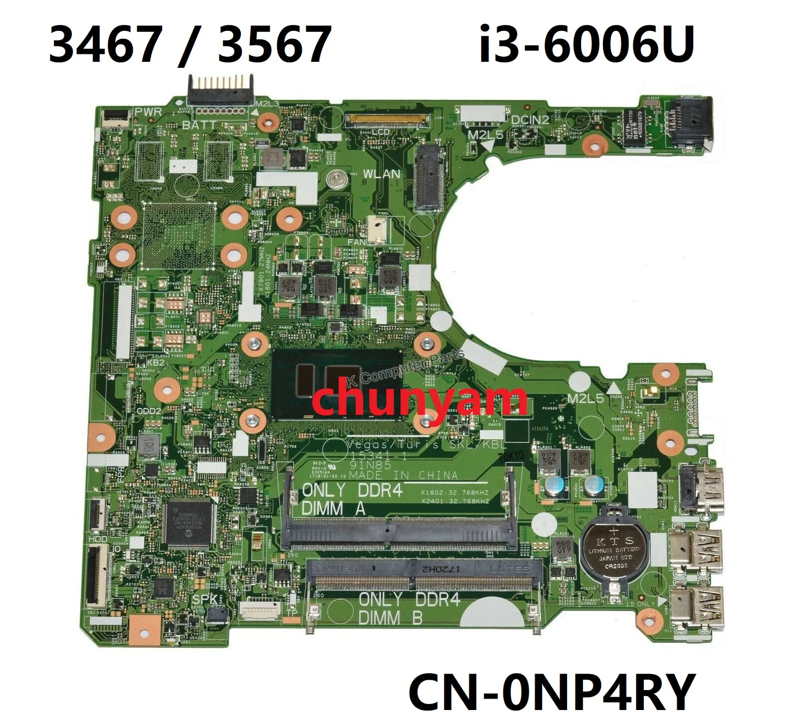 Новая 15341-1 Вт/i3-6006U для Dell Inspiron 14 3467 / 15 3567 материнская плата ноутбука CN-0NP4RY NP4RY 100%