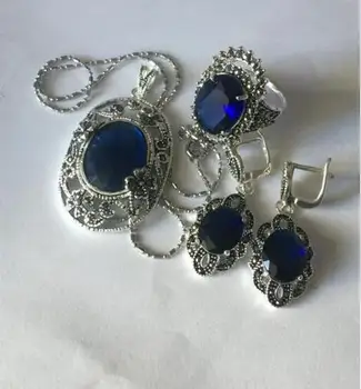 Bijoux ensemble de perles dame conçu bleu jade marcassite 925 bague en argent Sterling (#7-10) boucles d'oreilles et pendentif b
Bijoux ensemble de perles dame conçu bleu jade marcassite 925 bague en argent Sterling (#7-10) boucles d'oreilles et pendentif b