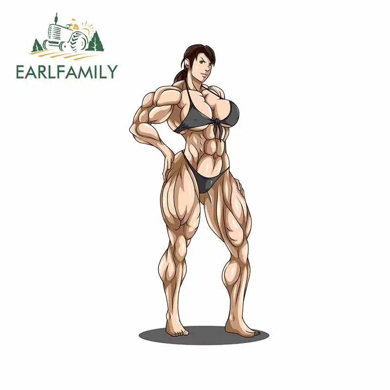 Фото EARLFAMILY 13cm x 6.3cm For Muscle Girl Repair Car Stickers Vinyl Material Decal Waterproof Fashion Auto Air Conditioner Decor | Автомобили