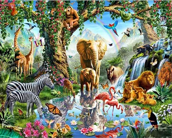Jmine Div 5D Jungle Animal Tiger Zebra Elephant Full Diamond Painting cross stitch kits art zoo 3D paint by diamonds