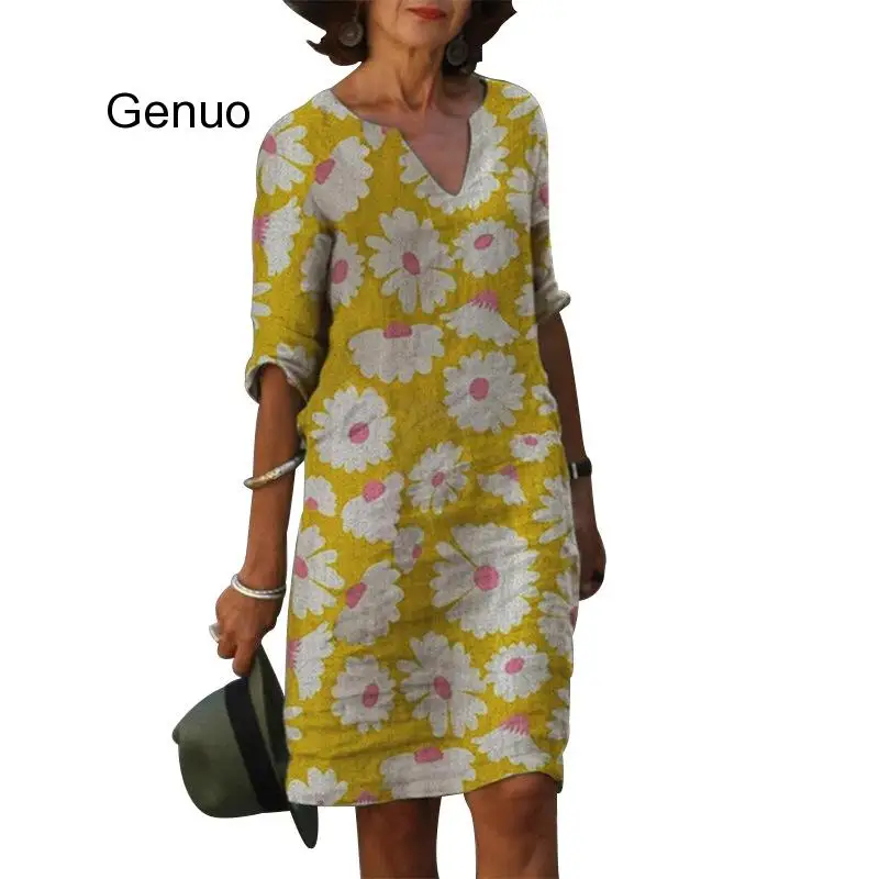 Beach Dress Sunflower Printed Mid-length Sleeve V-neck A Line Pullover Bohemian Dresses 2020 Vestido Femme Summer New
Beach Dress Sunflower Printed Mid-length Sleeve V-neck A Line Pullover Bohemian Dresses 2020 Vestido Femme Summer New