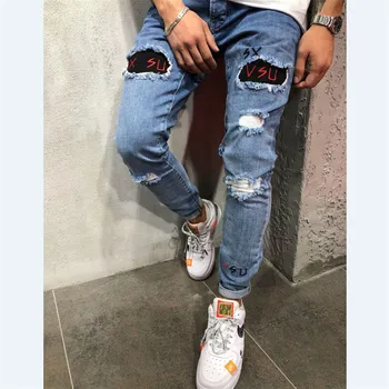2020 Spring Men Fashion Elastic Skinny Hole Ripped Jeans Pants Bodycon Stretch Denim Long Trousers Pencil Pants Men Clothes
2020 Spring Men Fashion Elastic Skinny Hole Ripped Jeans Pants Bodycon Stretch Denim Long Trousers Pencil Pants Men Clothes